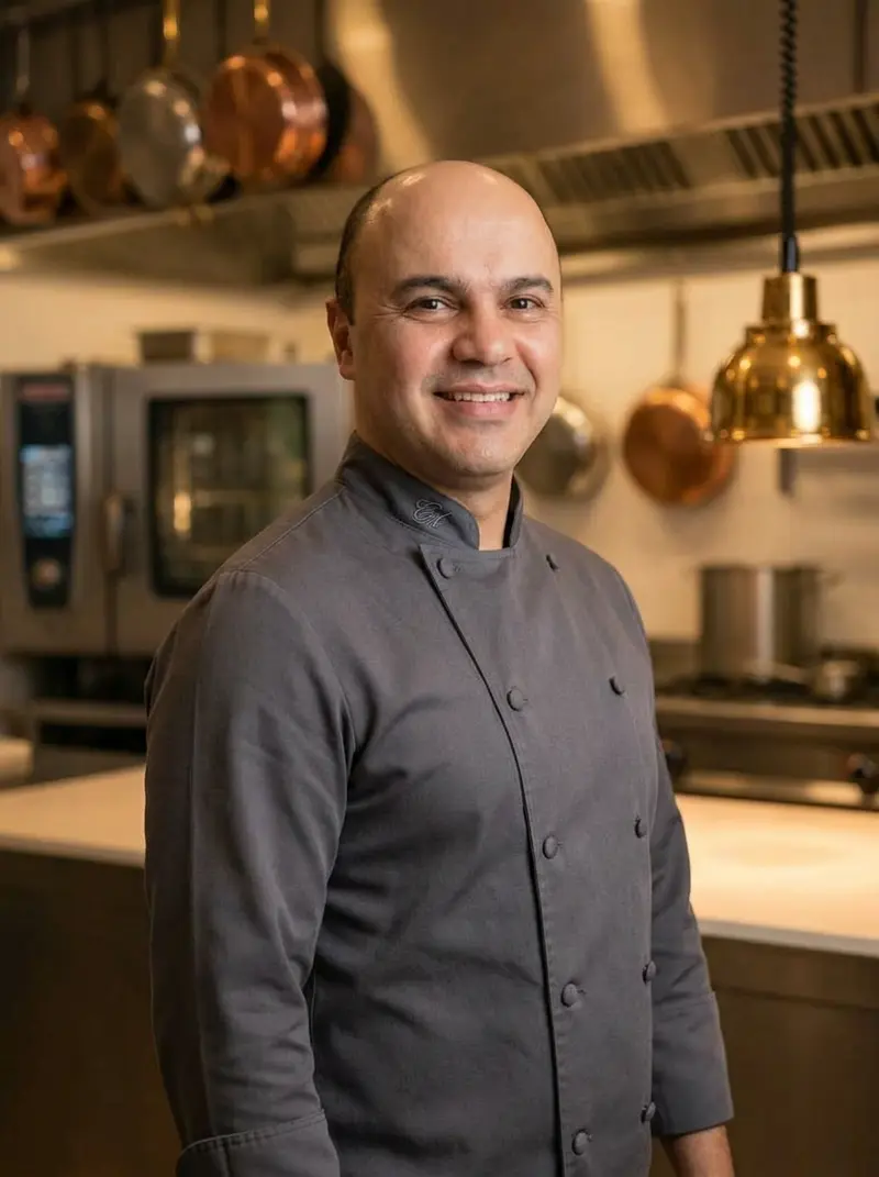 Retrato de Jailson Morais no coração da cozinha